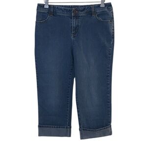 Style & Co Woman’s 10 Petite Blue Denim Capri Jeans Folded Hem